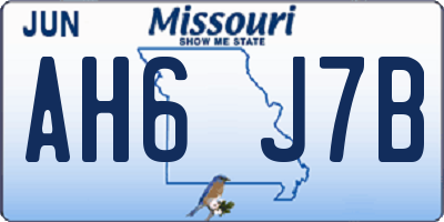 MO license plate AH6J7B