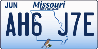 MO license plate AH6J7E