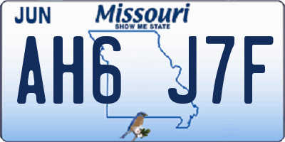 MO license plate AH6J7F