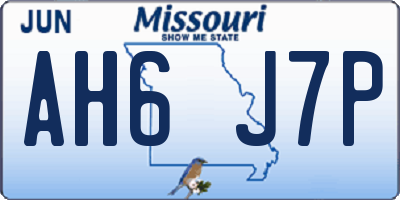 MO license plate AH6J7P