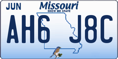 MO license plate AH6J8C