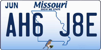 MO license plate AH6J8E