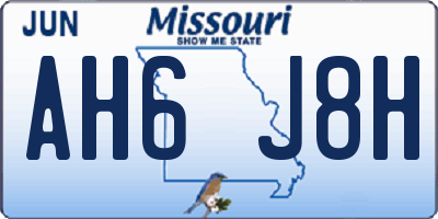 MO license plate AH6J8H