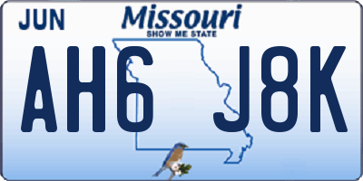 MO license plate AH6J8K