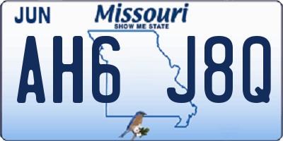 MO license plate AH6J8Q