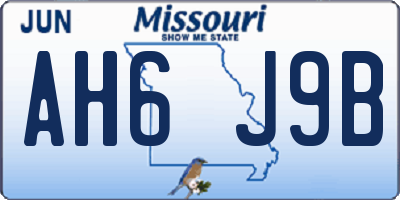 MO license plate AH6J9B