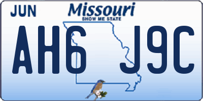 MO license plate AH6J9C