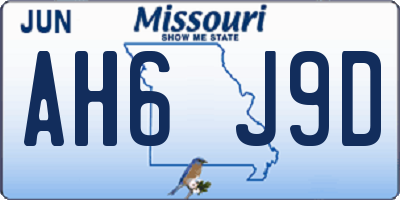 MO license plate AH6J9D