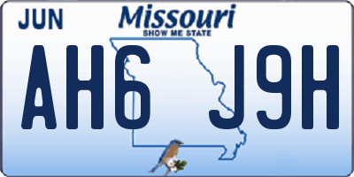 MO license plate AH6J9H