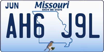 MO license plate AH6J9L