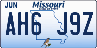 MO license plate AH6J9Z