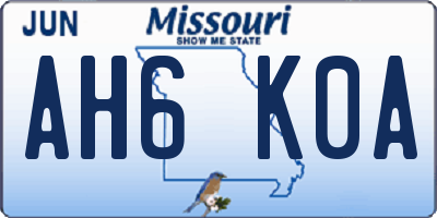 MO license plate AH6K0A