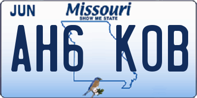 MO license plate AH6K0B