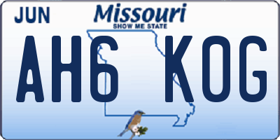 MO license plate AH6K0G