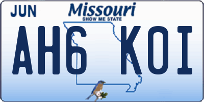 MO license plate AH6K0I