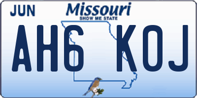 MO license plate AH6K0J