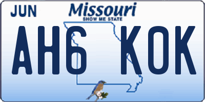 MO license plate AH6K0K