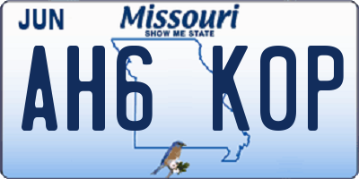 MO license plate AH6K0P