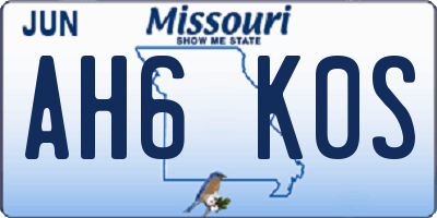MO license plate AH6K0S