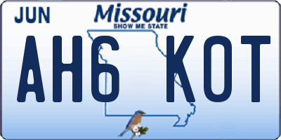MO license plate AH6K0T
