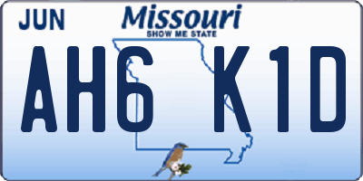 MO license plate AH6K1D