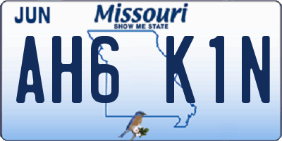 MO license plate AH6K1N