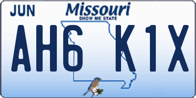 MO license plate AH6K1X