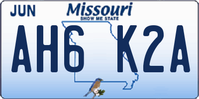 MO license plate AH6K2A