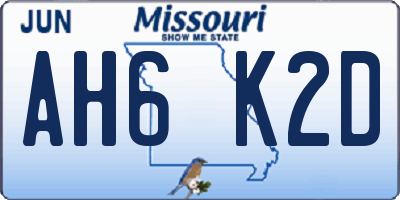 MO license plate AH6K2D