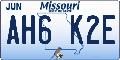 MO license plate AH6K2E