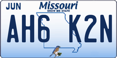 MO license plate AH6K2N