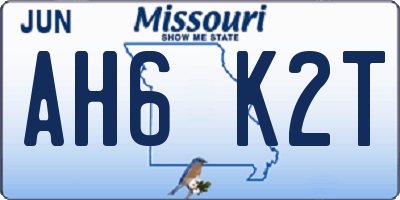 MO license plate AH6K2T