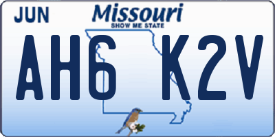 MO license plate AH6K2V