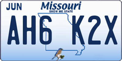 MO license plate AH6K2X