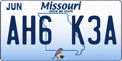 MO license plate AH6K3A