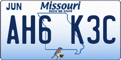 MO license plate AH6K3C