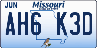 MO license plate AH6K3D