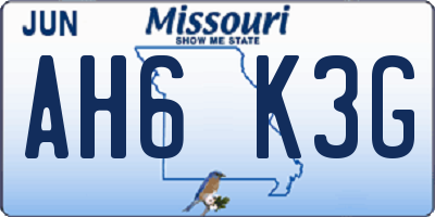 MO license plate AH6K3G