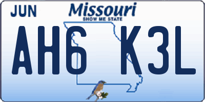 MO license plate AH6K3L