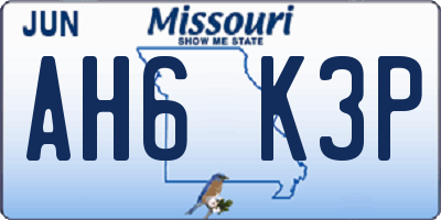MO license plate AH6K3P