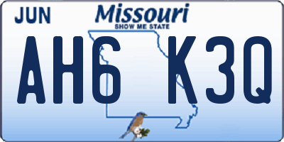 MO license plate AH6K3Q