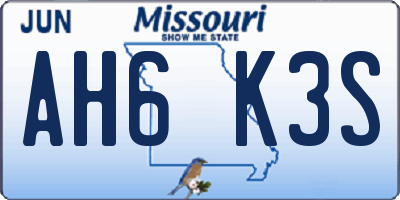 MO license plate AH6K3S