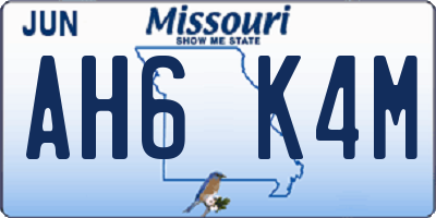 MO license plate AH6K4M