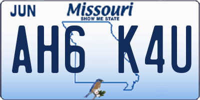 MO license plate AH6K4U