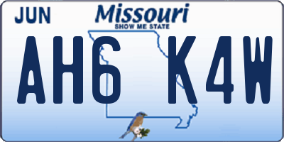 MO license plate AH6K4W