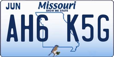 MO license plate AH6K5G