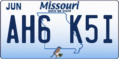 MO license plate AH6K5I