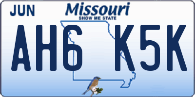 MO license plate AH6K5K