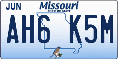 MO license plate AH6K5M