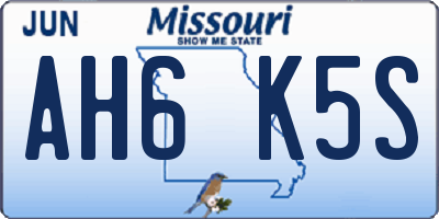 MO license plate AH6K5S